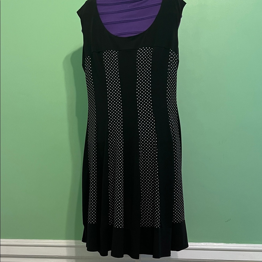 Connected Apparel Black Dress with White Dots